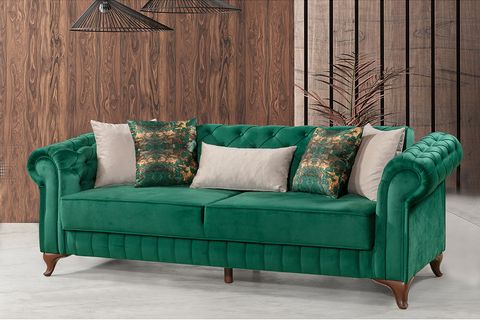 Pedesa Chester Yataklı Koltuk Takımı, Yeşil Krem