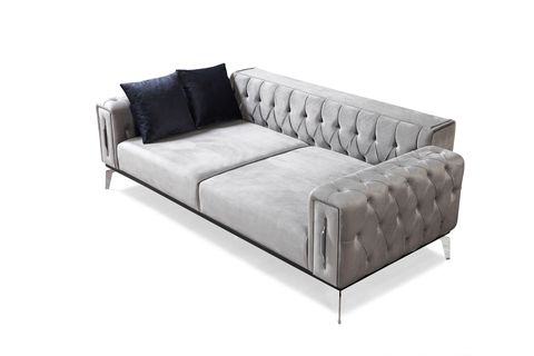 İnci Kapitone Koltuk Takımı, Gri İndirimli Mobilya