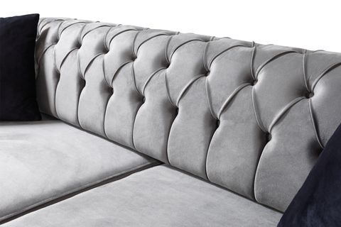 İnci Kapitone Koltuk Takımı, Gri İndirimli Mobilya