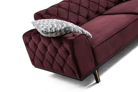 Fenda Kapitoneli Koltuk Takımı, Mürdüm İndirimli Mobilya