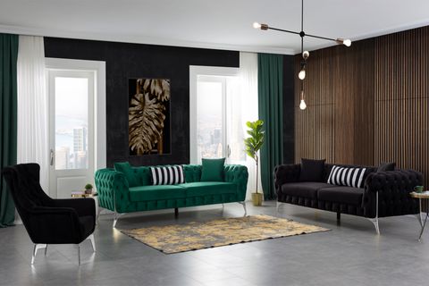 Duko Krom Kılıç Ayak Chester Koltuk Takımı İndirimli Mobilya