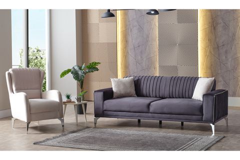 Bella Koltuk Takımı, Koyu Gri Krem İndirimli Mobilya