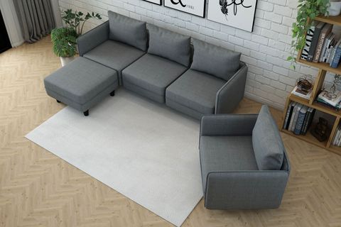 Woodesk Miro Köşe Ve Tekli Koltuk Takımı, Gri