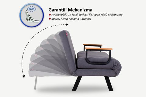 Pafu Sando Tekli Katlanır Yataklı Koltuk, Gri İndirimli Mobilya