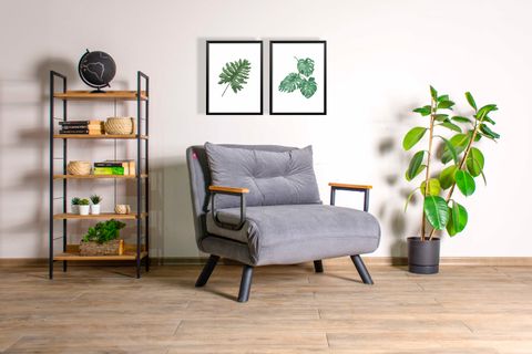 Pafu Sando Tekli Katlanır Yataklı Koltuk, Gri İndirimli Mobilya