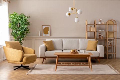 Natur Koltuk Takımı, Krem Hardal İndirimli Mobilya