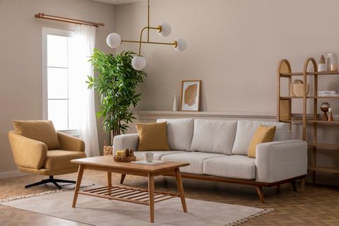 Natur Koltuk Takımı, Krem Hardal İndirimli Mobilya