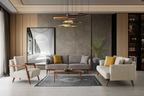 Monza Koltuk Takımı, Sütlü Kahve Krem İndirimli Mobilya