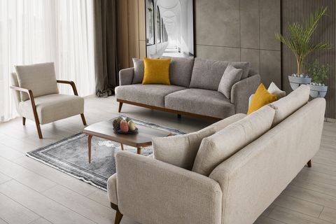 Monza Koltuk Takımı, Sütlü Kahve Krem İndirimli Mobilya