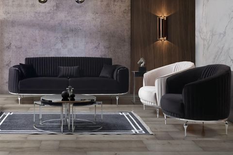 Prestij Koltuk Takımı, Siyah Krem İndirimli Mobilya