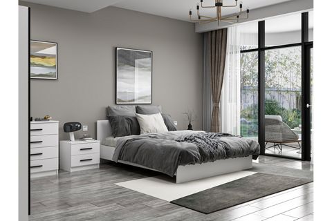 Kale210 Yatak Odası Takımı, Beyaz, Cam Kapak, 4 Kapaklı, Set 86 İndirimli Mobilya