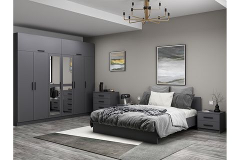 Kale210 Yatak Odası Takımı, Antrasit, 6 Kapaklı, Set 57