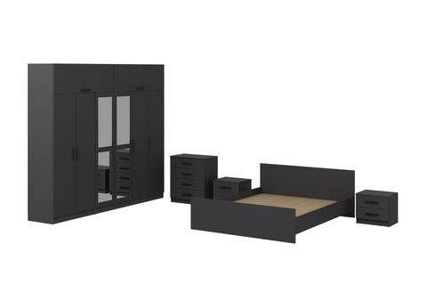 Kale210 Yatak Odası Takımı, Antrasit, 6 Kapaklı, Set 57 İndirimli Mobilya
