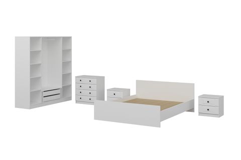 Kale210 Yatak Odası Takımı, Beyaz Mebran, 4 Kapaklı, Set 71 İndirimli Mobilya