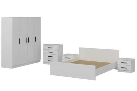 Kale190 Yatak Odası Takımı, Beyaz, 4 Kapaklı, Set 114Modern Yatak Odası