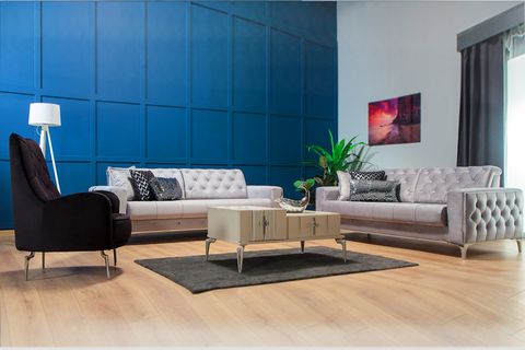 Vivaldi Salon Midi Koltuk Takımı, Gri Siyah İndirimli Mobilya