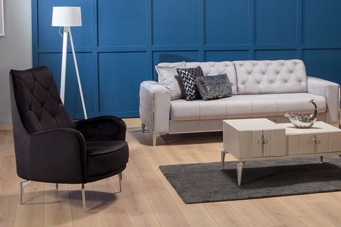 Vivaldi Salon Midi Koltuk Takımı, Gri Siyah İndirimli Mobilya