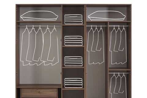 Huzz Yatak Odası, Ceviz, 5 Kapaklı İndirimli Mobilya