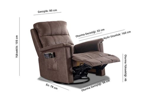 Niron Joyfull Multi Fonksiyonel, Sallanan Ve Dönen Tv Koltuğu, Gri Tv & Baba Koltuğu