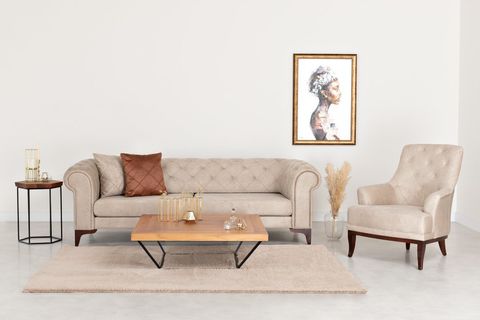 Zümrüt Koltuk Takımı, Krem İndirimli Mobilya