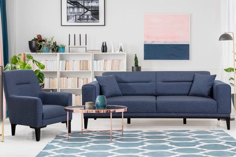 Liones Koltuk Takımı, Lacivert, Siyah Ayak İndirimli Mobilya