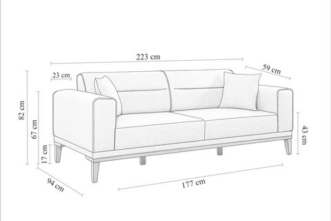 Liones Koltuk Takımı, Lacivert, Siyah Ayak İndirimli Mobilya