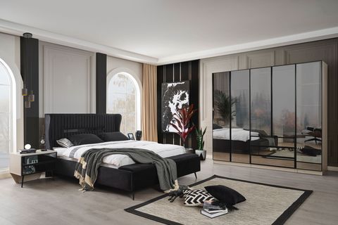 Asos Reflekte Cam Yatak Odası Takımı, 5 Kapaklı İndirimli Mobilya