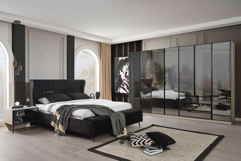 Asos Reflekte Cam Yatak Odası Takımı, 7 Kapaklı İndirimli Mobilya