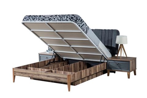 İndigo Gri Yatak Odası Takımı, Gri, 5 Kapaklı İndirimli Mobilya