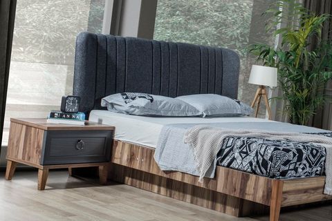 İndigo Gri Yatak Odası Takımı, Gri, 5 Kapaklı İndirimli Mobilya