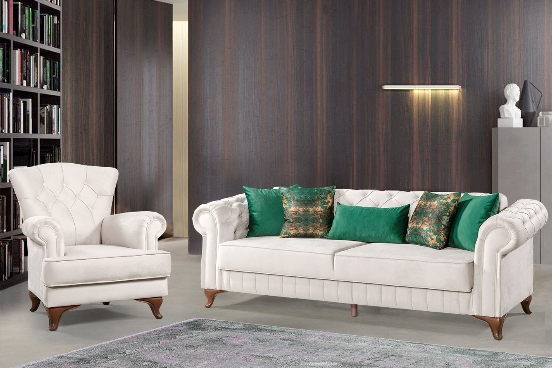 Pedesa Chester Yataklı Koltuk Takımı,Beyaz